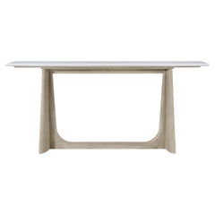 Light Oak Modern Quartz Top Console Table