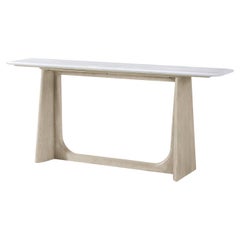 Light Oak Modern Quartz Top Console Table