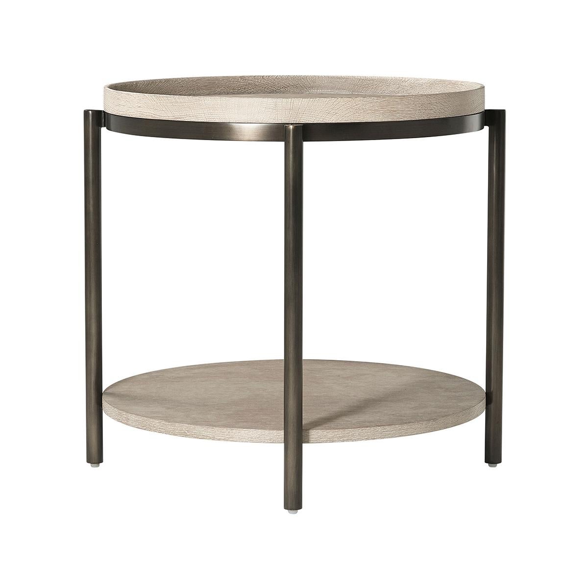 Mid-Century Modern Light Oak Round Side Table For Sale