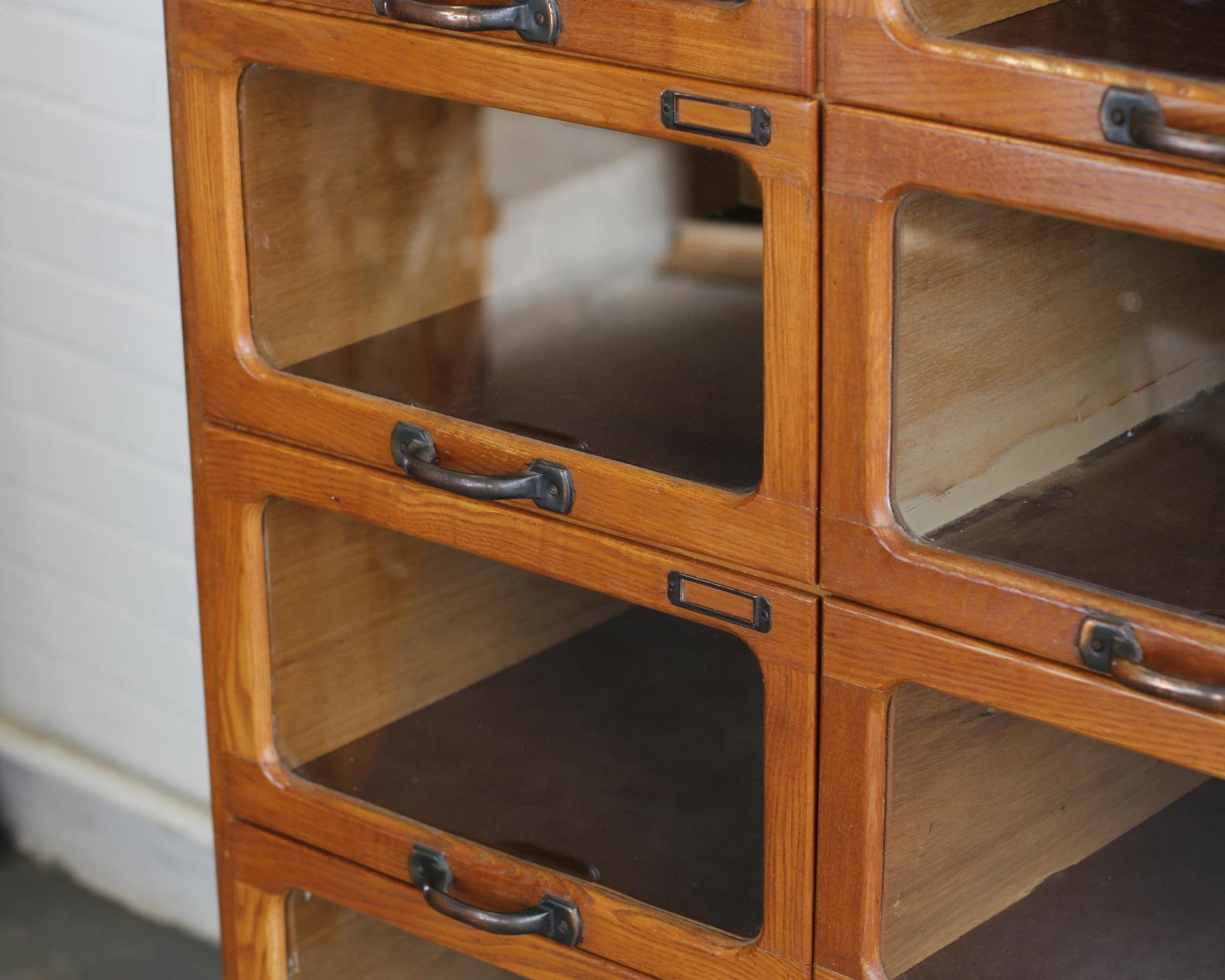 Light Oak Window Fronted Haberdashery Drawers, circa 1940s In Good Condition In Gloucester, GB