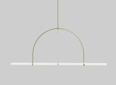 Light Object 015 Arc Pendant with 2 Light Tubes in Brass by Naama Hofman