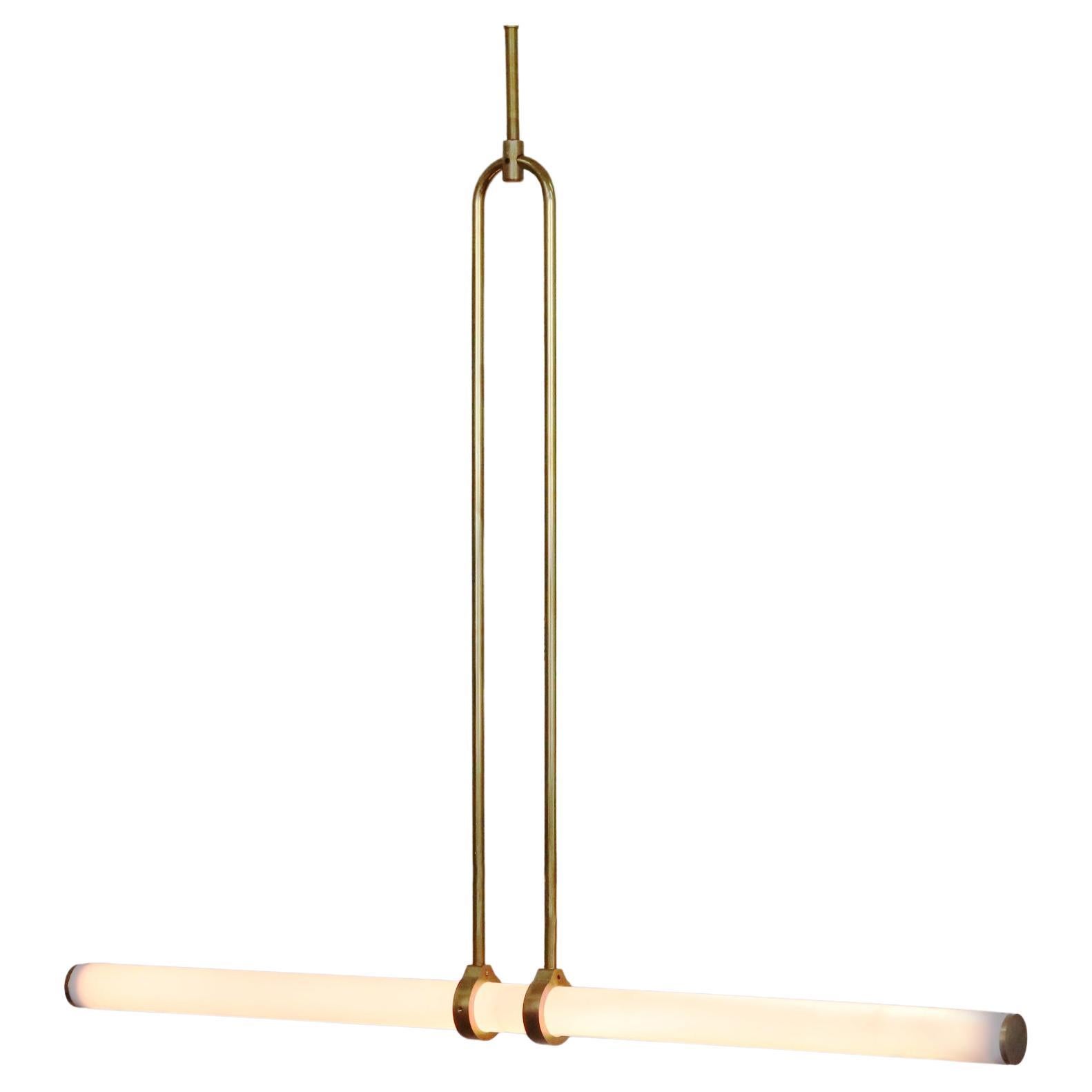 Light Object 018 Pendant with 1 Light Tube in Brass by Naama Hofman