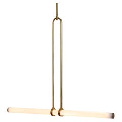Light Object 018 Pendelleuchte mit 1 Leuchtröhre aus Messing von Naama Hofman