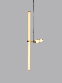 Light Object 019 Pendant with 2 Light Tubes in Brass by Naama Hofman