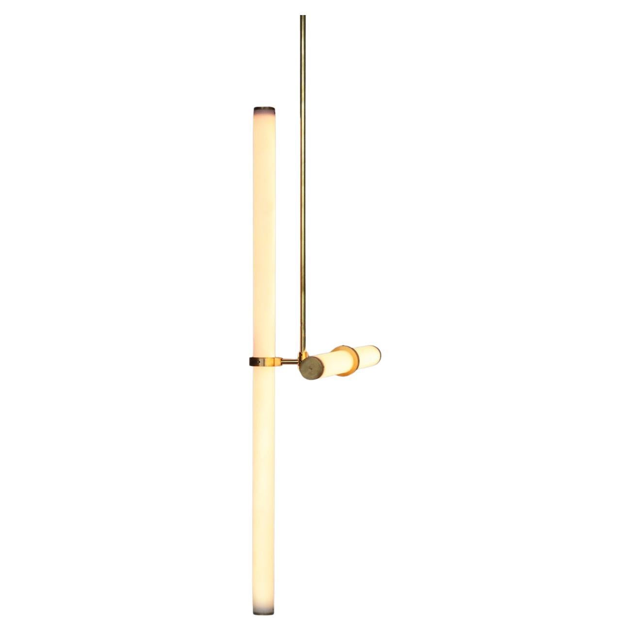 Light Object 019 Pendant with 2 Light Tubes in Brass by Naama Hofman