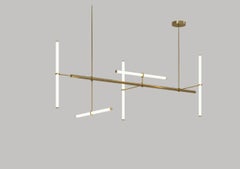 Light Object 023 Pendant with 5 Light Tubes in Brass by Naama Hofman