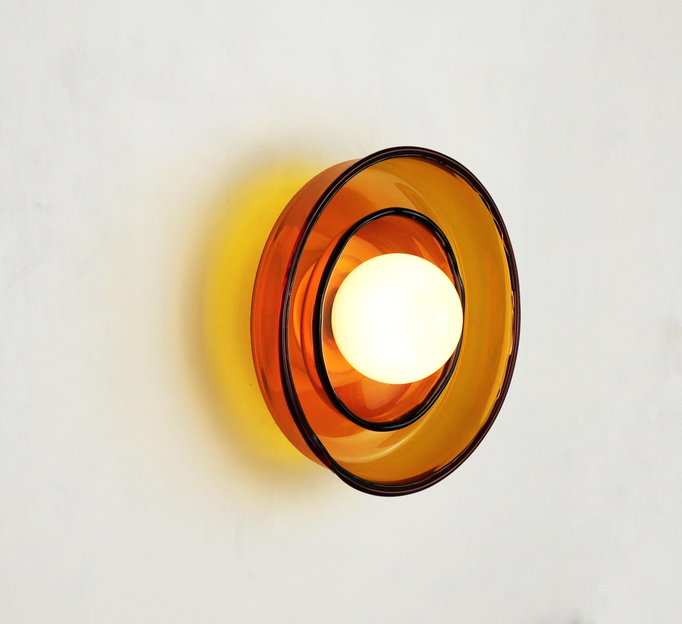 OBJETO DE LUZ 030.3 vidrio doble - vidrio hecho a mano ámbar Alemán en venta