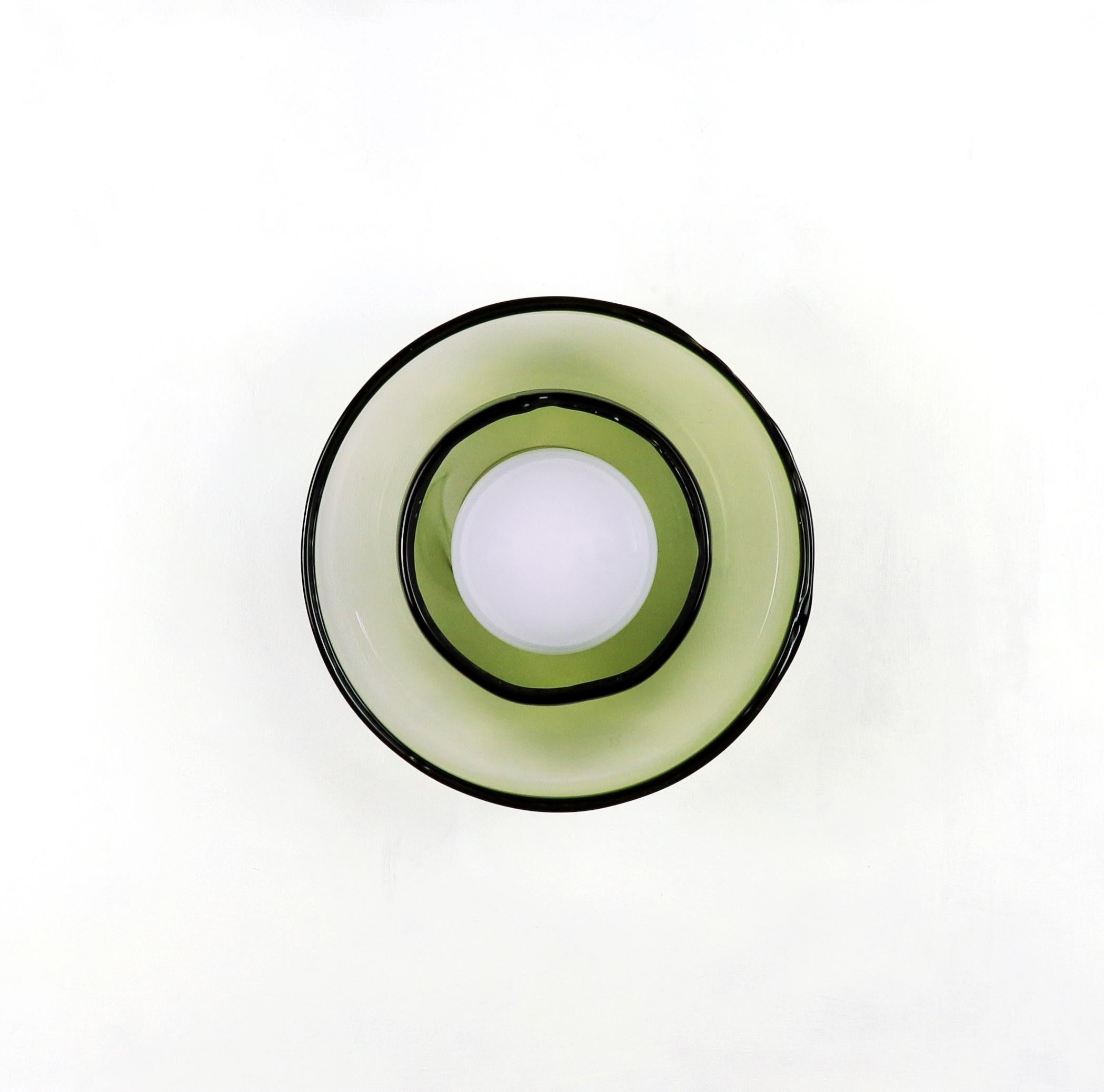OBJETO DE LUZ 030.3 vidrio doble - vidrio hecho a mano verde oliva Siglo XXI y contemporáneo en venta