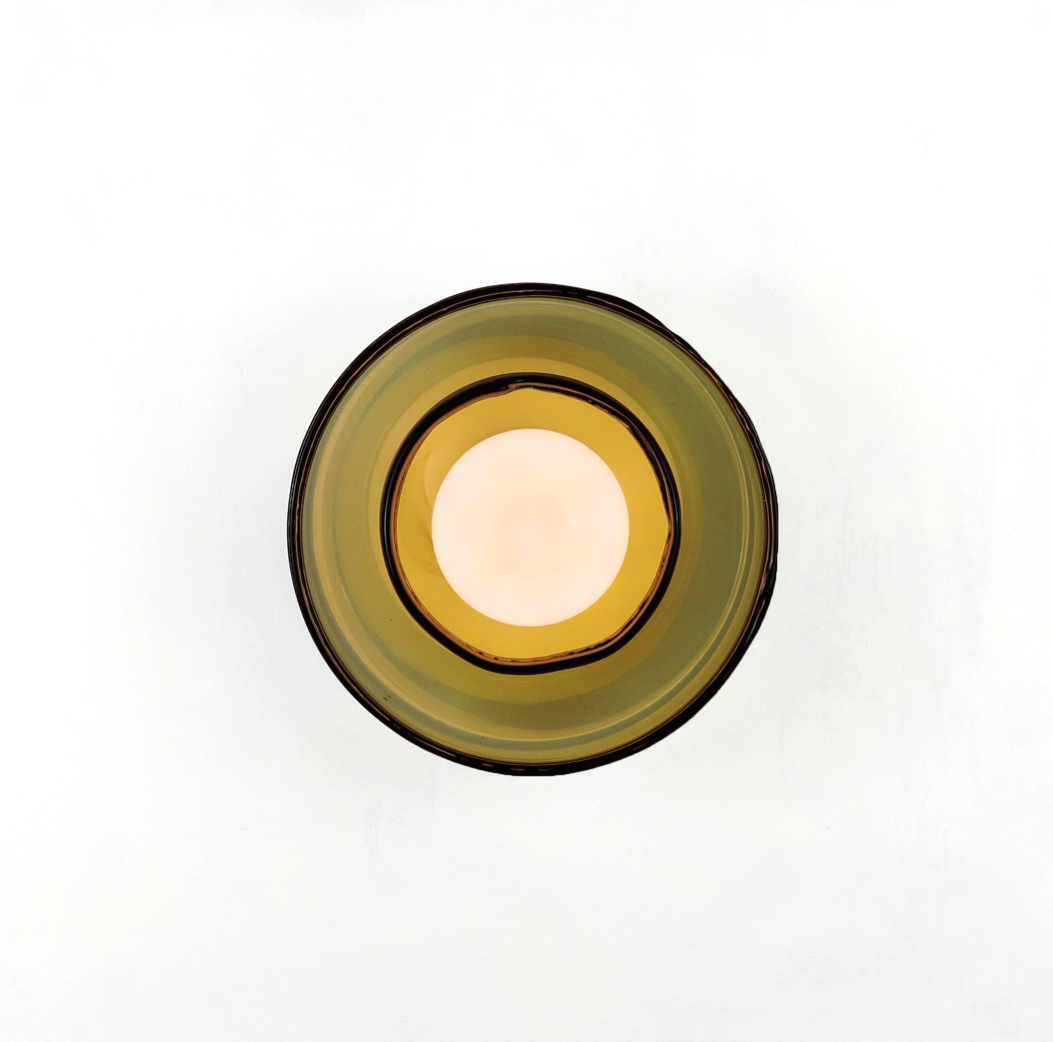 OBJETO DE LUZ 030.3 vidrio doble - vidrio hecho a mano verde oliva Latón en venta