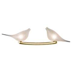 Multiforme for Cosulich Italian Organic Frosted Glass Bird Satin Gold Sconce
