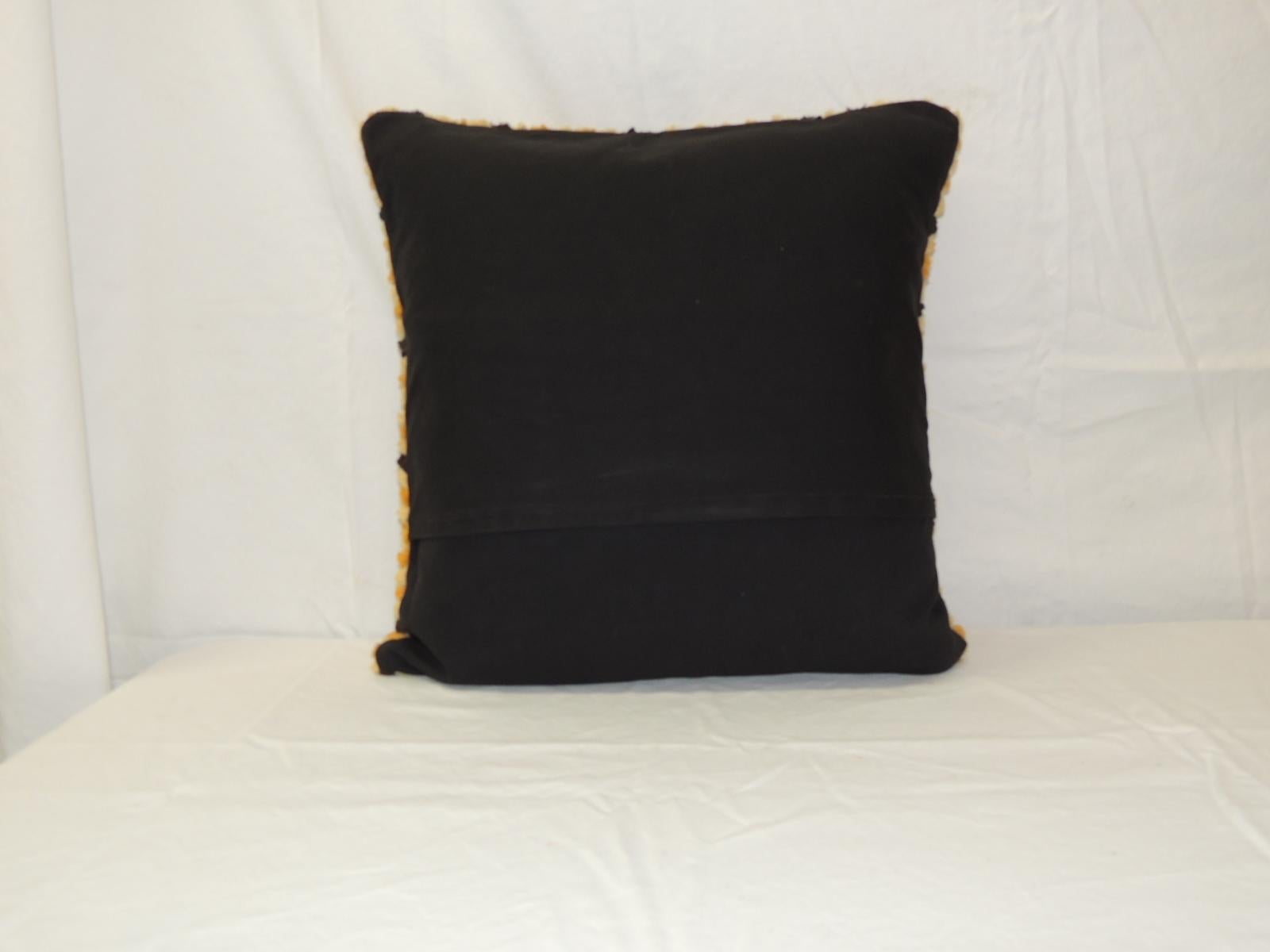 Tribal Light Orange and Black Trellis Raffia Velvet Kasai Decorative Pillow