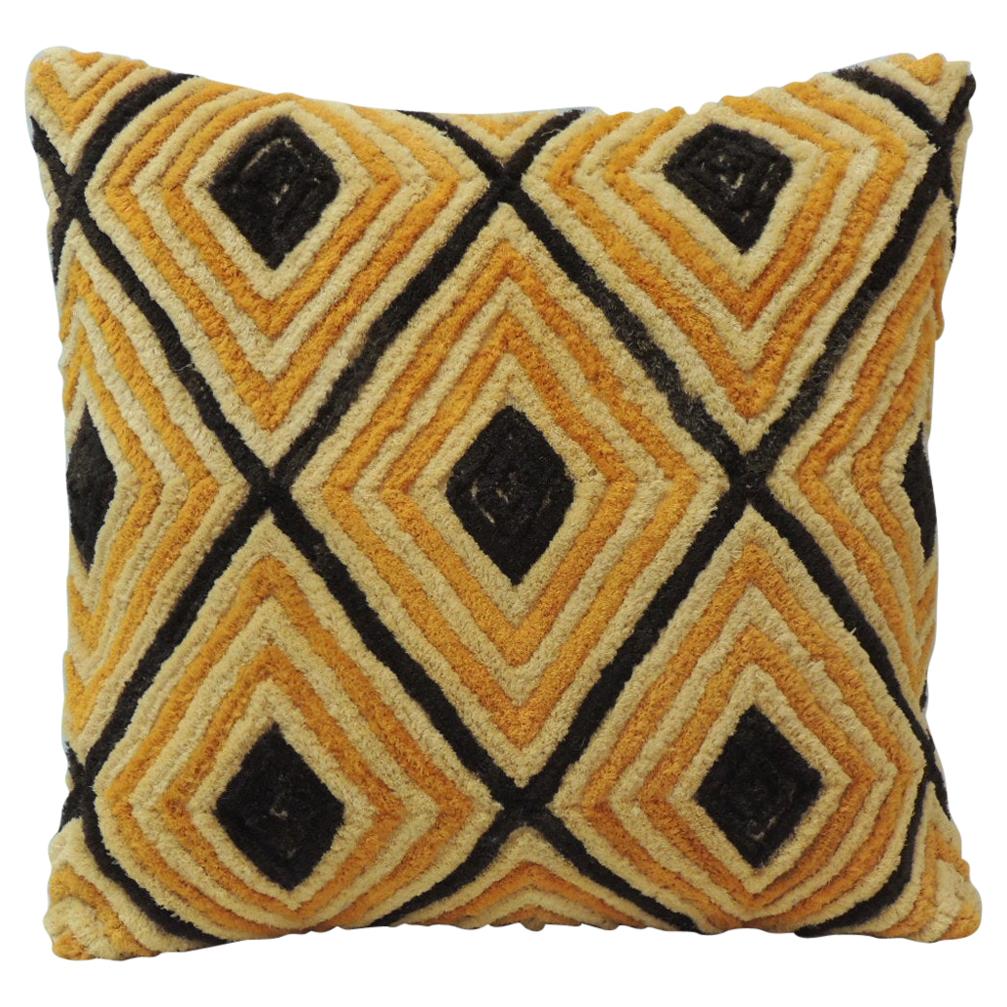 Light Orange and Black Trellis Raffia Velvet Kasai Decorative Pillow