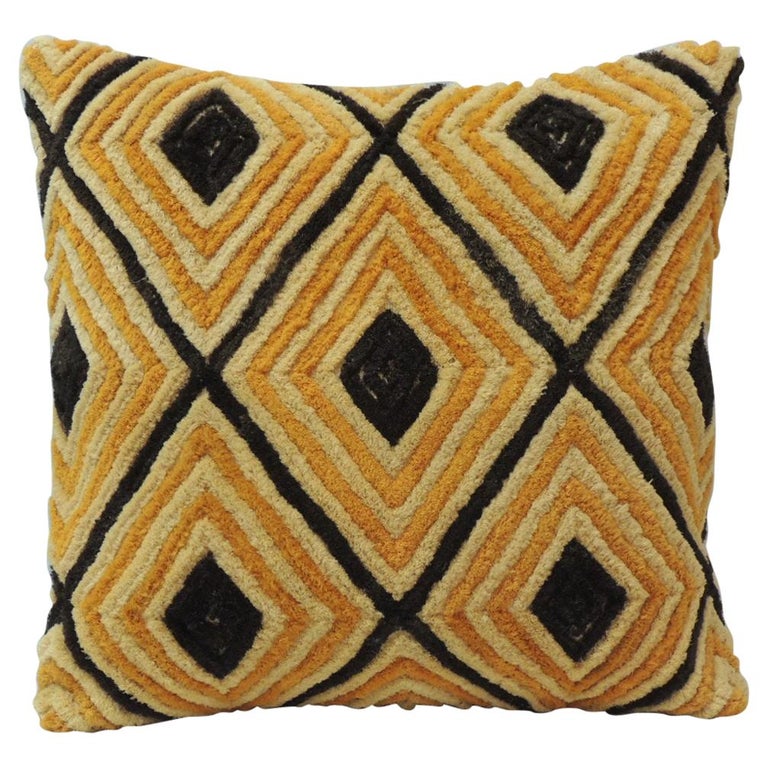 Light Orange And Black Trellis Raffia Velvet Kasai Decorative