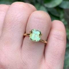 Light Pale Green Natural Tourmaline Ring Loose Gemstone 3 Ct Cushion Cut Jewelry