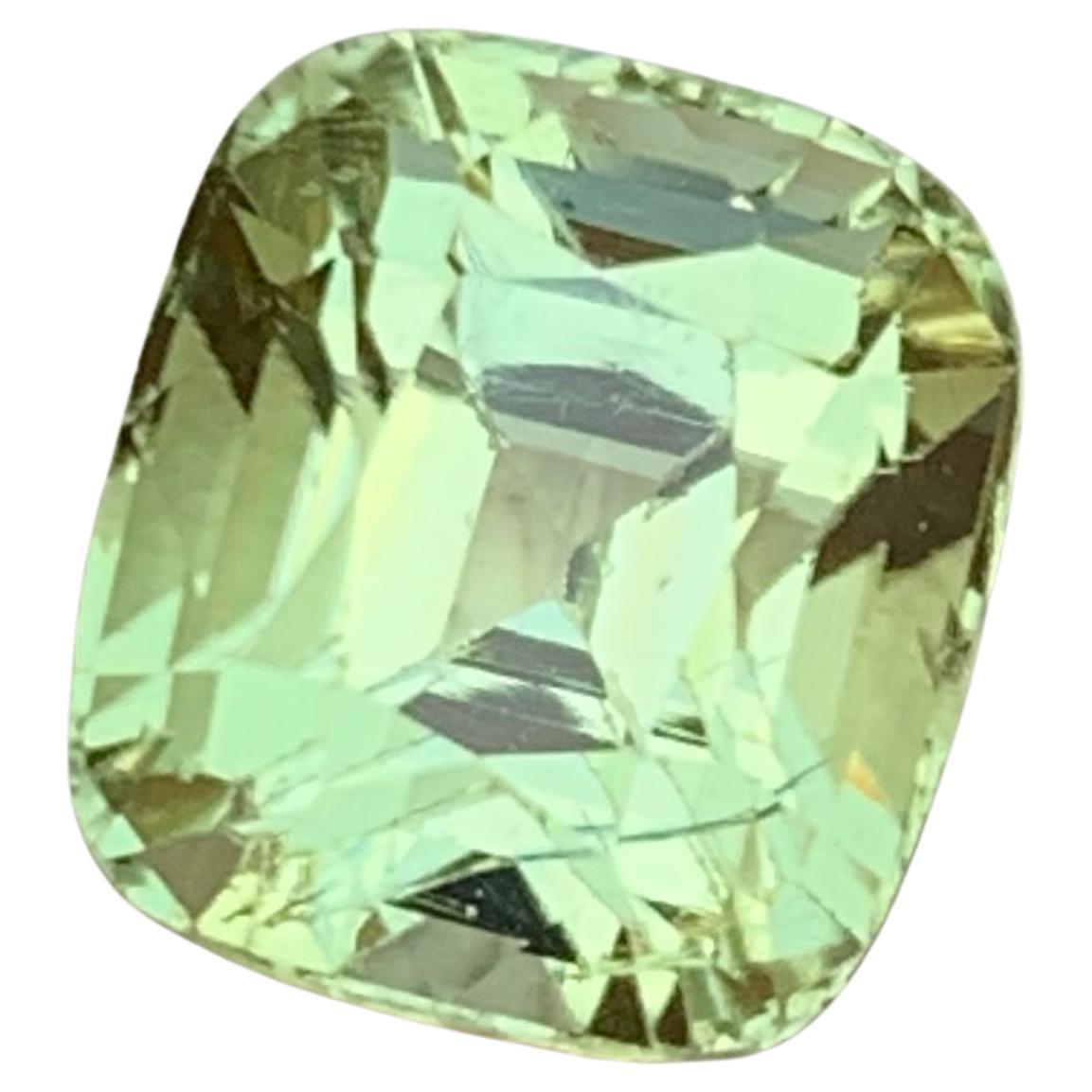 Light Pale Green Natural Tourmaline Ring Loose Gemstone 3 Ct Cushion Cut Jewelry For Sale