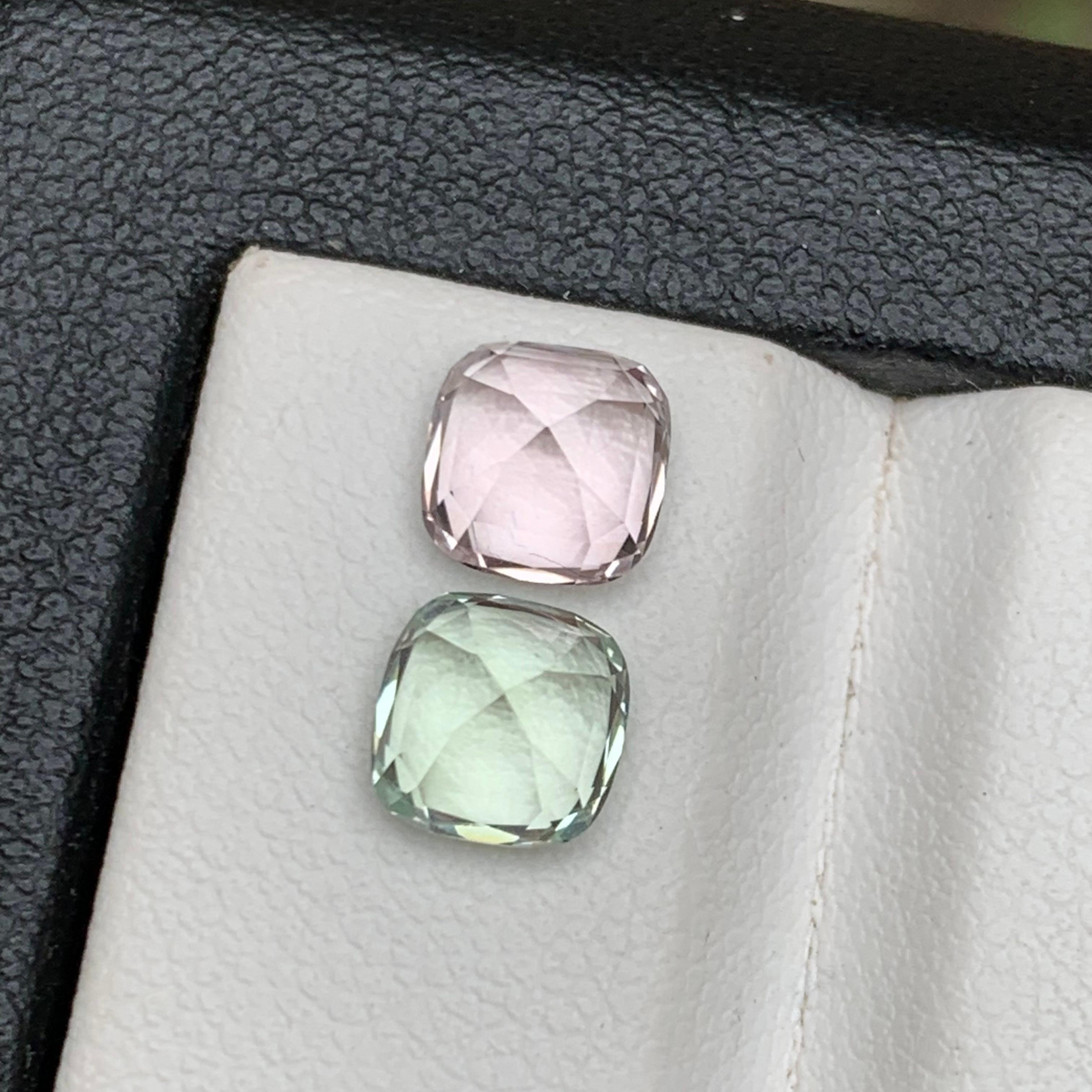 Light Pale Pink & Pale Green Natural Tourmaline Loose Gemstone Pair 2.50Ct-Jewel In New Condition For Sale In Peshawar, PK