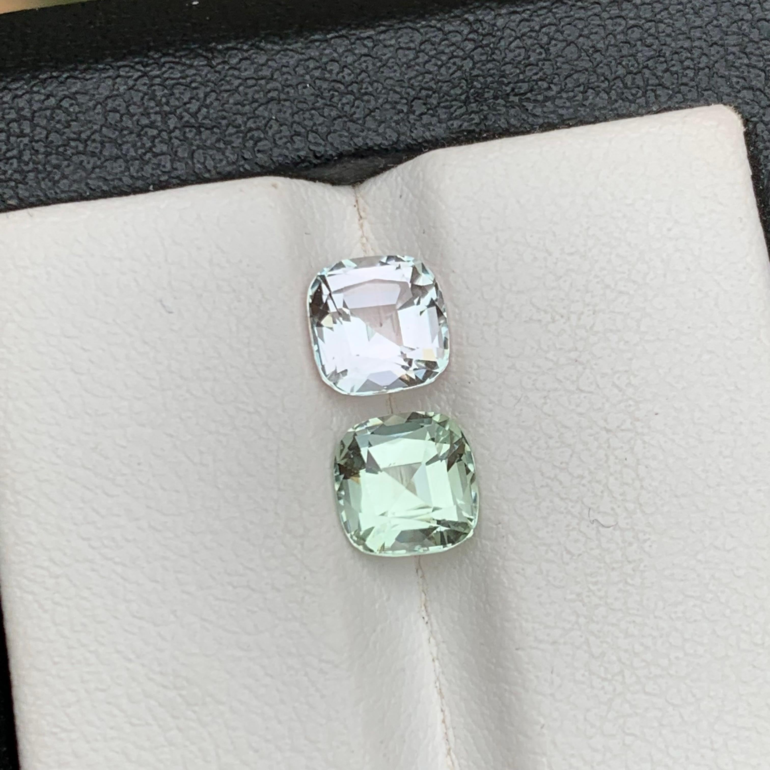 Women's or Men's Light Pale Pink & Pale Green Natural Tourmaline Loose Gemstone Pair 2.50Ct-Jewel For Sale