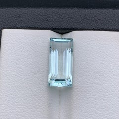 Light Pale Sky Blue Natural Aquamarine Ring Loose Gemstone 4.55 Ct Baguette Cut