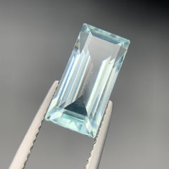 Light Pale Sky Blue Natural Aquamarine Ring Loose Gemstone 4.55 Ct Baguette Cut