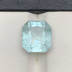 Pietra preziosa sciolta, acquamarina naturale di colore azzurro pastello, taglio ottagonale, 6,40 ct, per anello