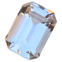 Piedra preciosa rara de Morganita natural de color melocotón pastel claro, talla esmeralda escalonada de 4,60 quilates