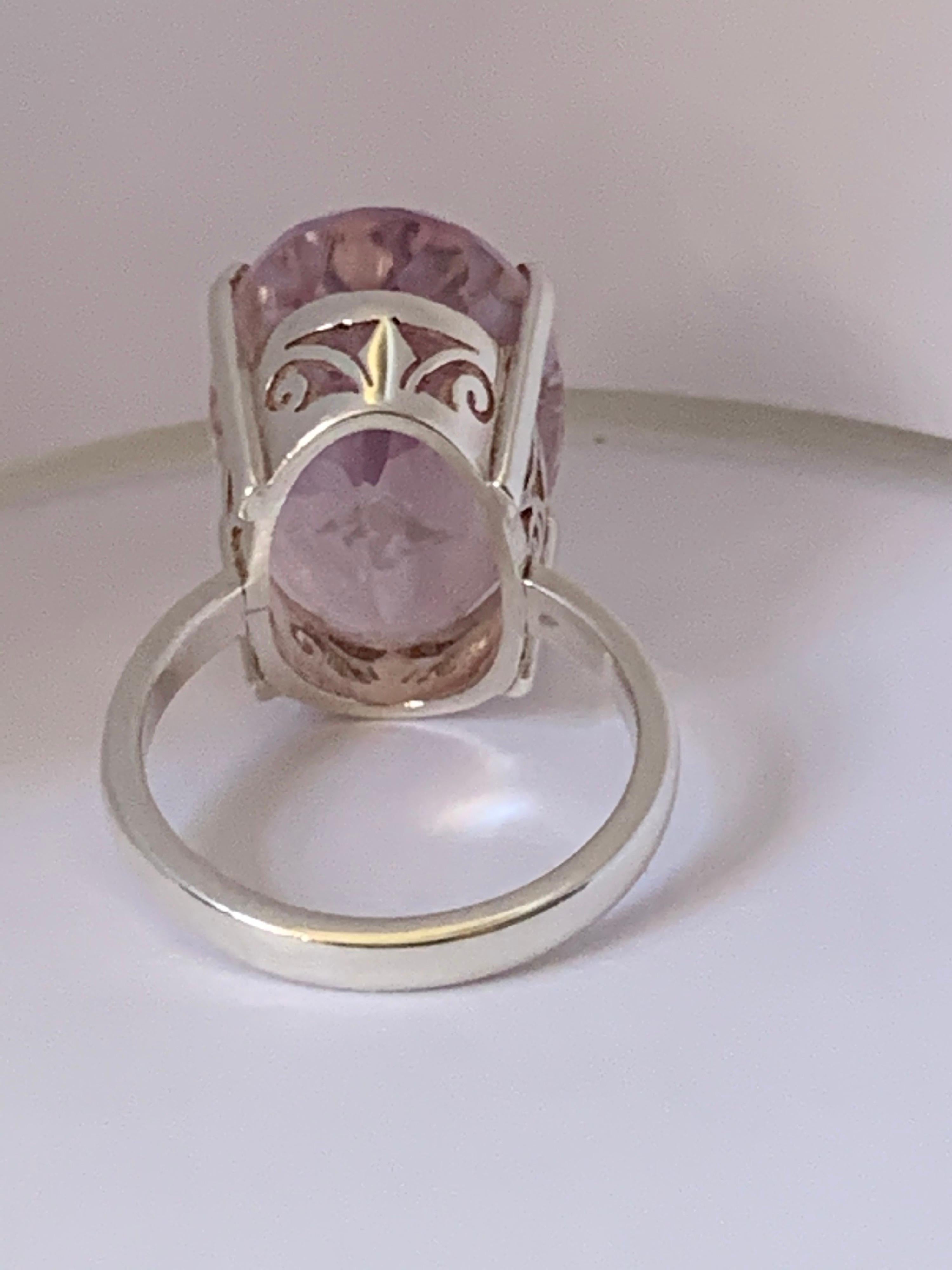 Light Pink Amethyst Ring Set in Sterling Silver 2
