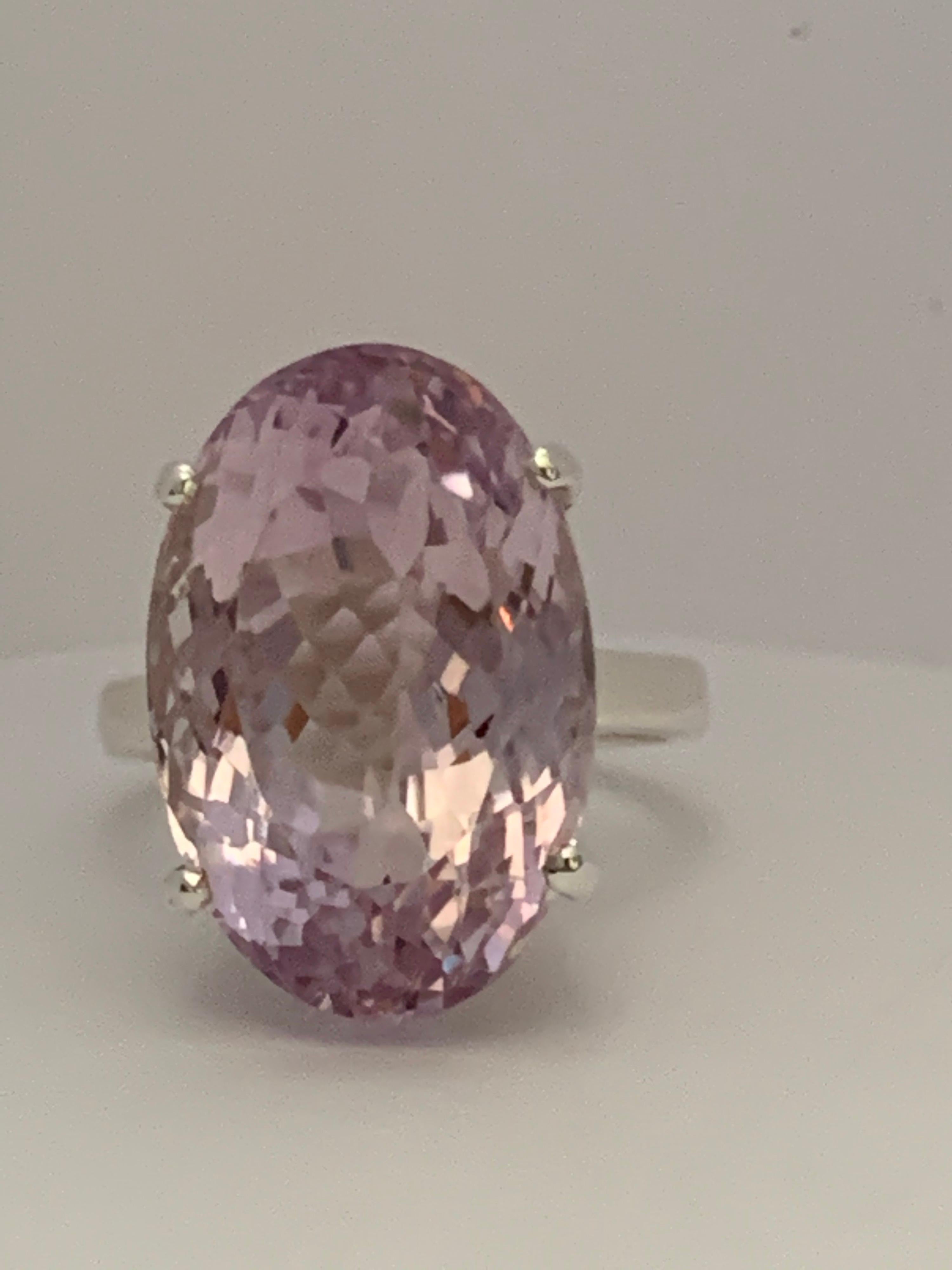 Light Pink Amethyst Ring Set in Sterling Silver 3