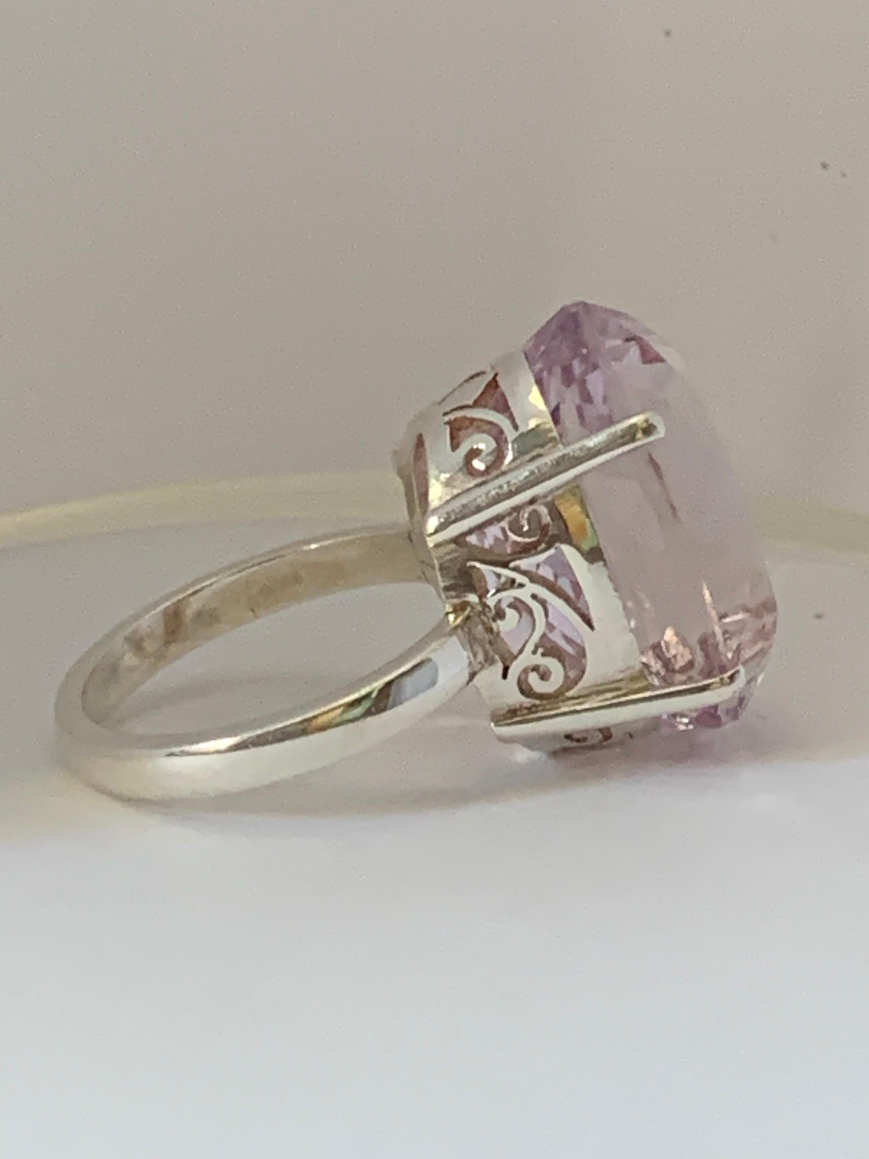 Light Pink Amethyst Ring Set in Sterling Silver 5