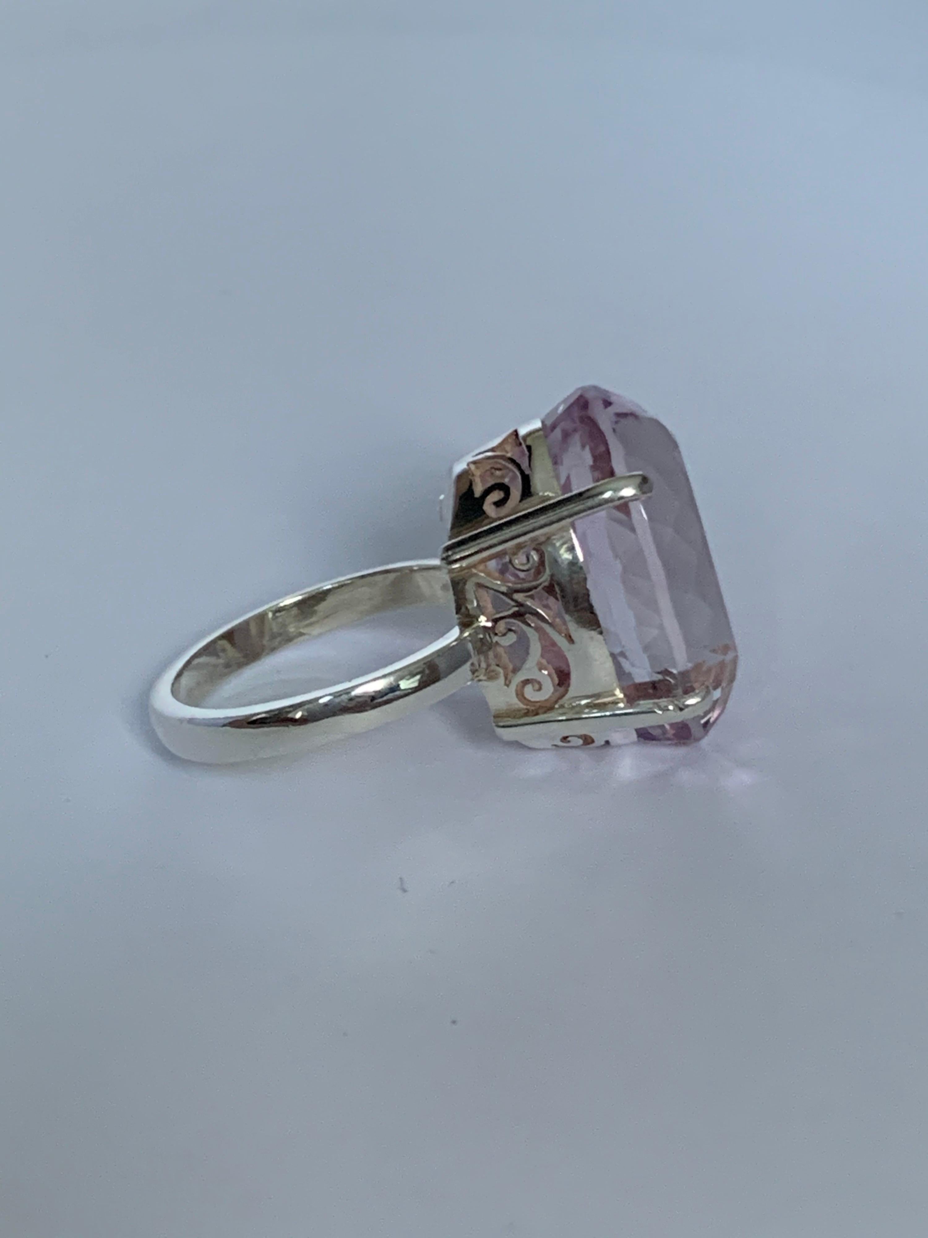 Women's Light Pink Amethyst Ring Set in Sterling Silver