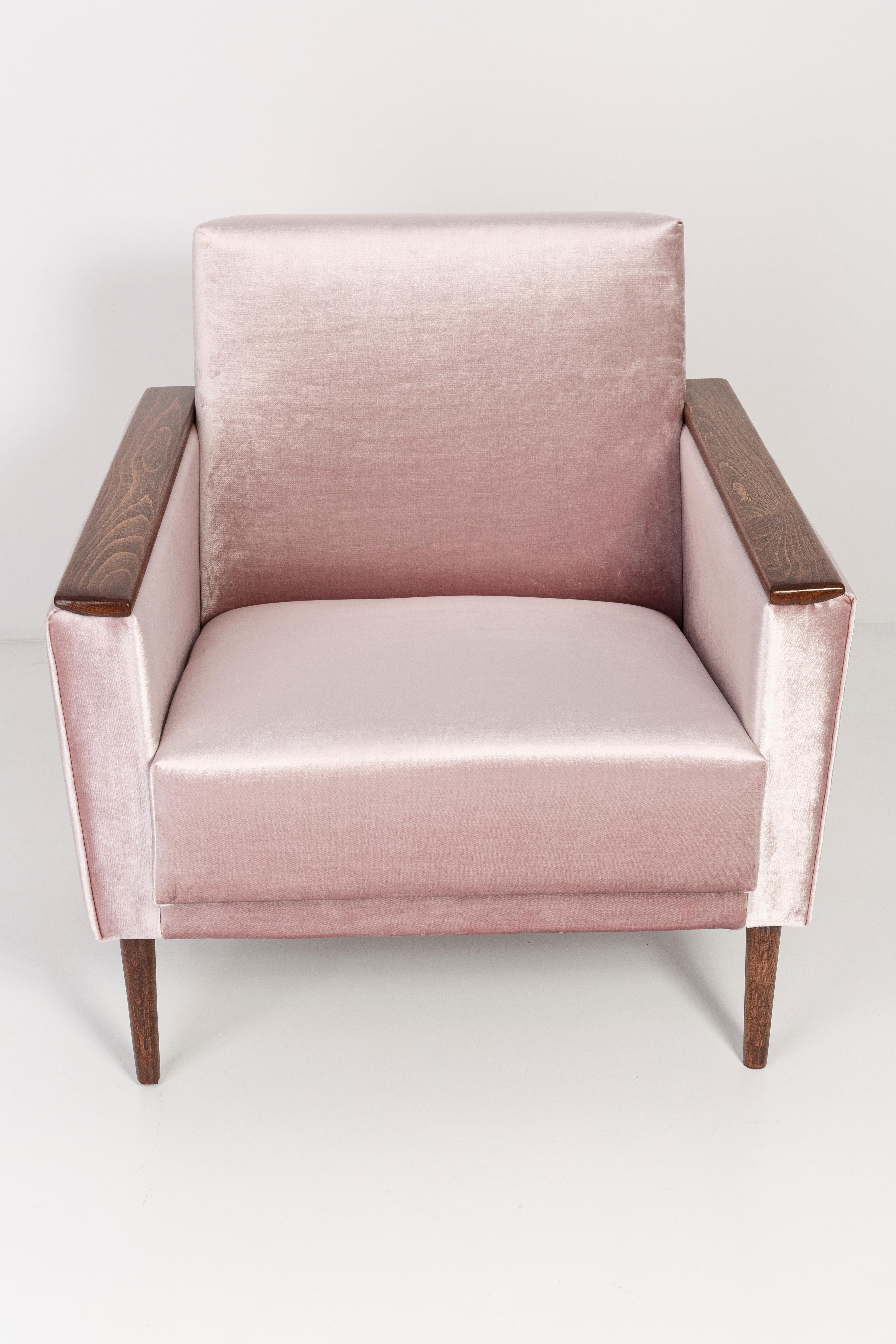 Mid-Century Modern Fauteuil rose clair, années 1960, DDR, Allemagne en vente