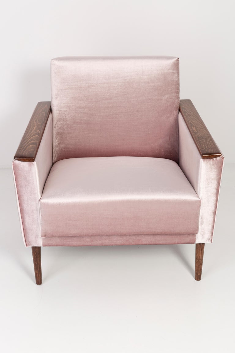 Mid-Century Modern Light Pink Armchair, 1960s, DDR, Germany For Sale