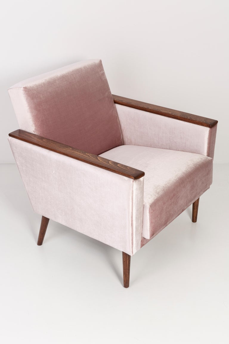 Hand-Crafted Light Pink Armchair, 1960s, DDR, Germany For Sale