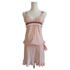 Light Pink Baby Alpaca Knit Mini Dress with Lace Accents