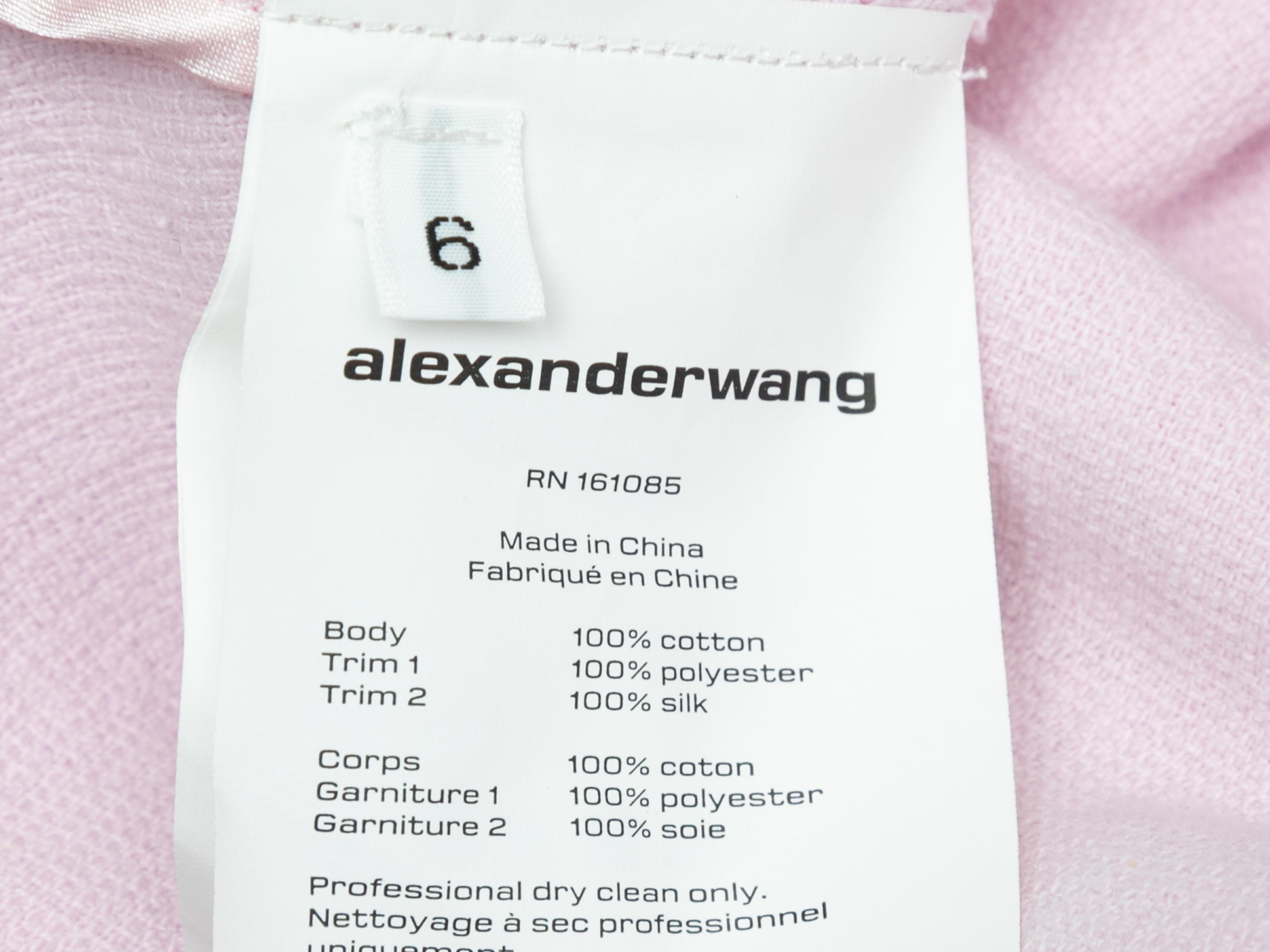 Alexander Wang - Mini-robe rose clair et noire en tissu éponge et dentelle taille US 6 Bon état à New York, NY