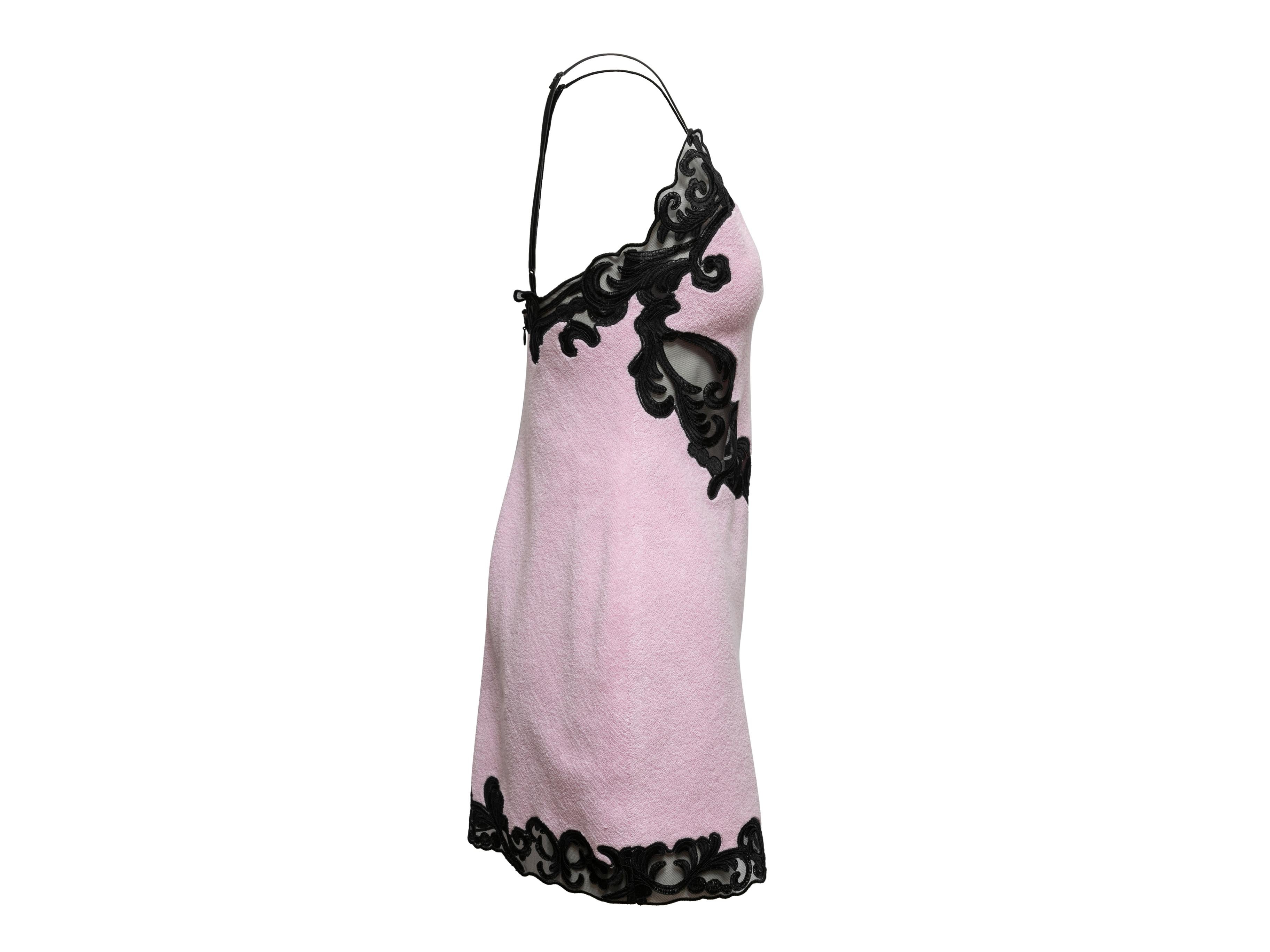 Women's Light Pink & Black Alexander Wang Terry Cloth & Lace Mini Dress Size US 6