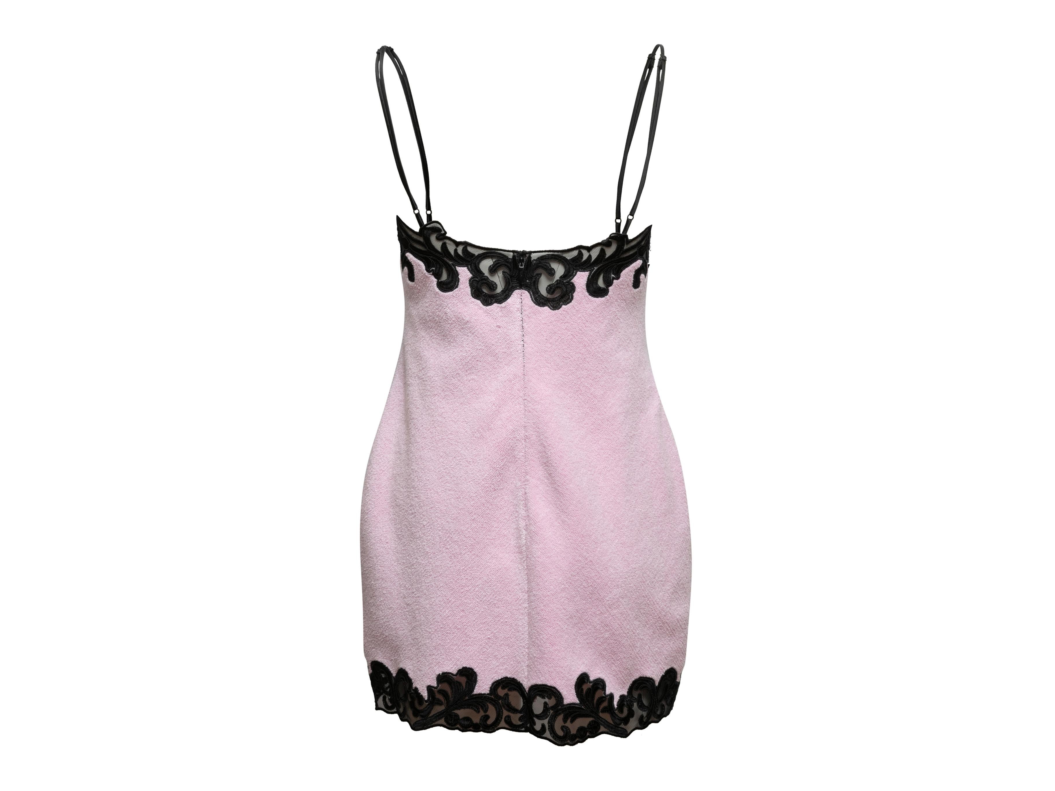 Alexander Wang - Mini-robe rose clair et noire en tissu éponge et dentelle taille US 6 2
