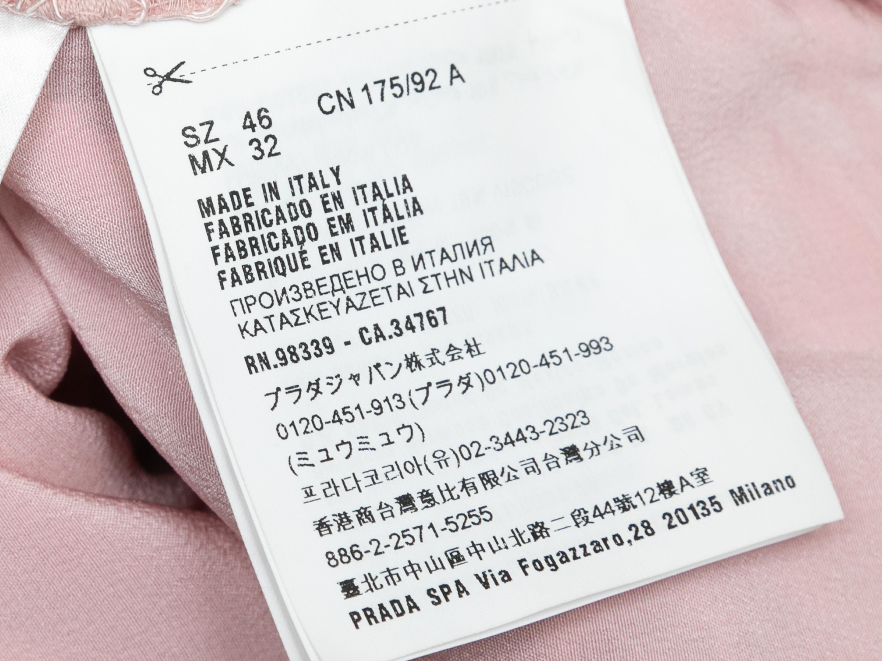 Prada - Robe Chantilly rose clair et noire, taille IT 46 Bon état - En vente à New York, NY