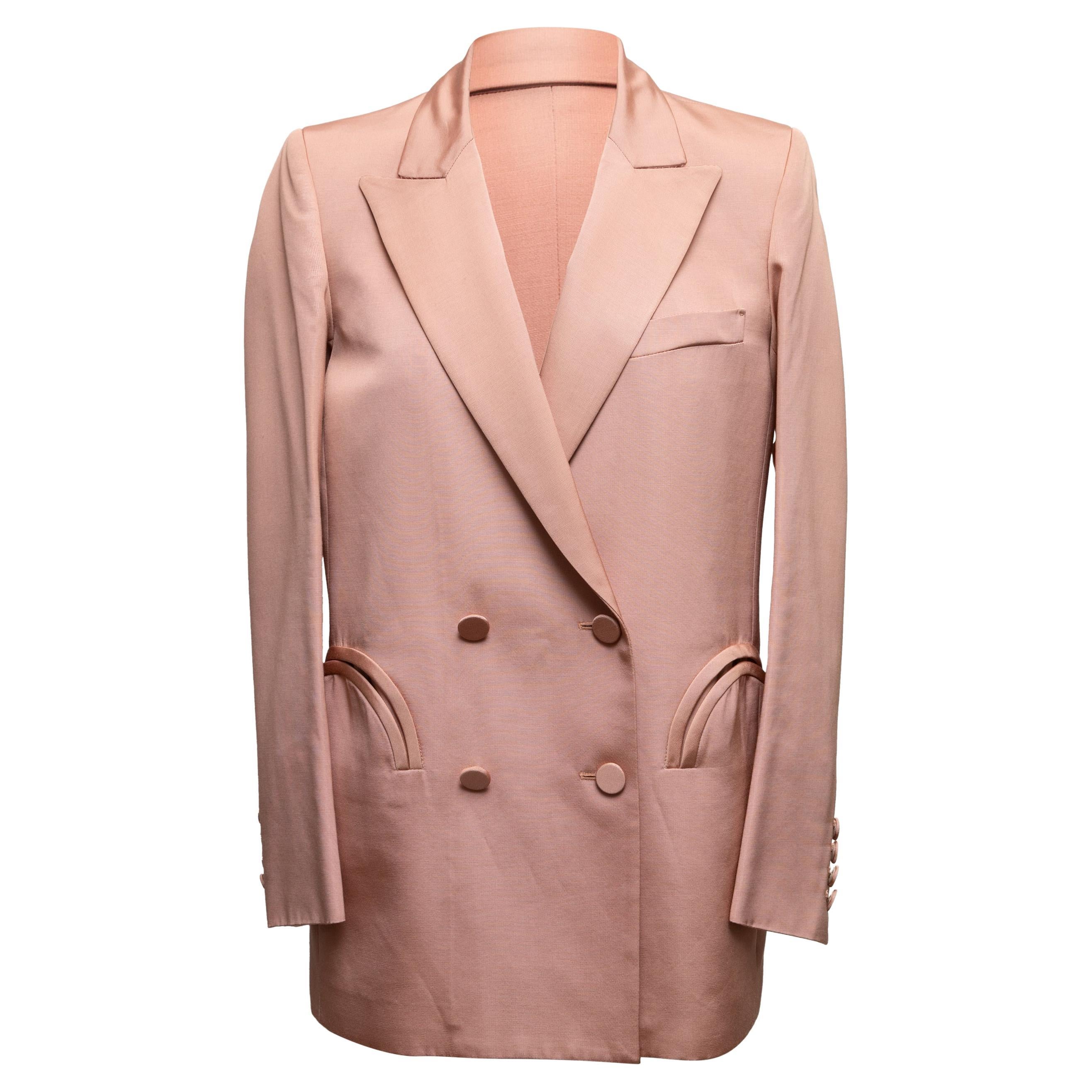 Light Pink Blazer Issimo Double-Breasted Blazer Size US S/M For Sale