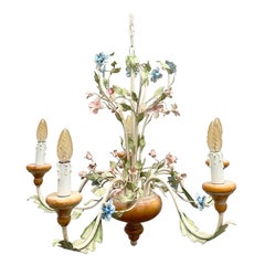 Lustre de style Florence Shabby Chic:: rose clair:: bleu et menthe:: 1960s