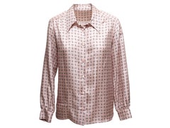 Light Pink & Burgundy Prada Paisley Print Silk Button-Up Size US S