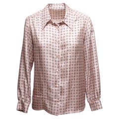 Light Pink & Burgundy Prada Paisley Print Silk Button-Up Size US S