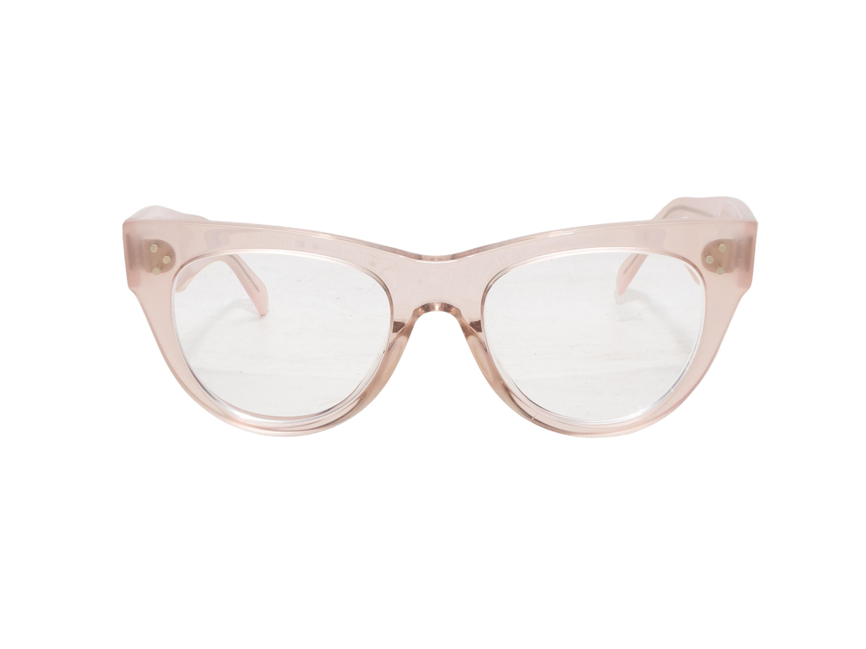 Occhiali cat-eye in acetato rosa chiaro traslucido di Celine. Altezza 2