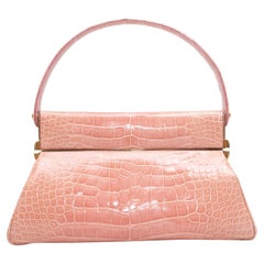Christian Dior 2008 Niloticus Crocodile Babe Borsa compatta a specchio rosa chiaro