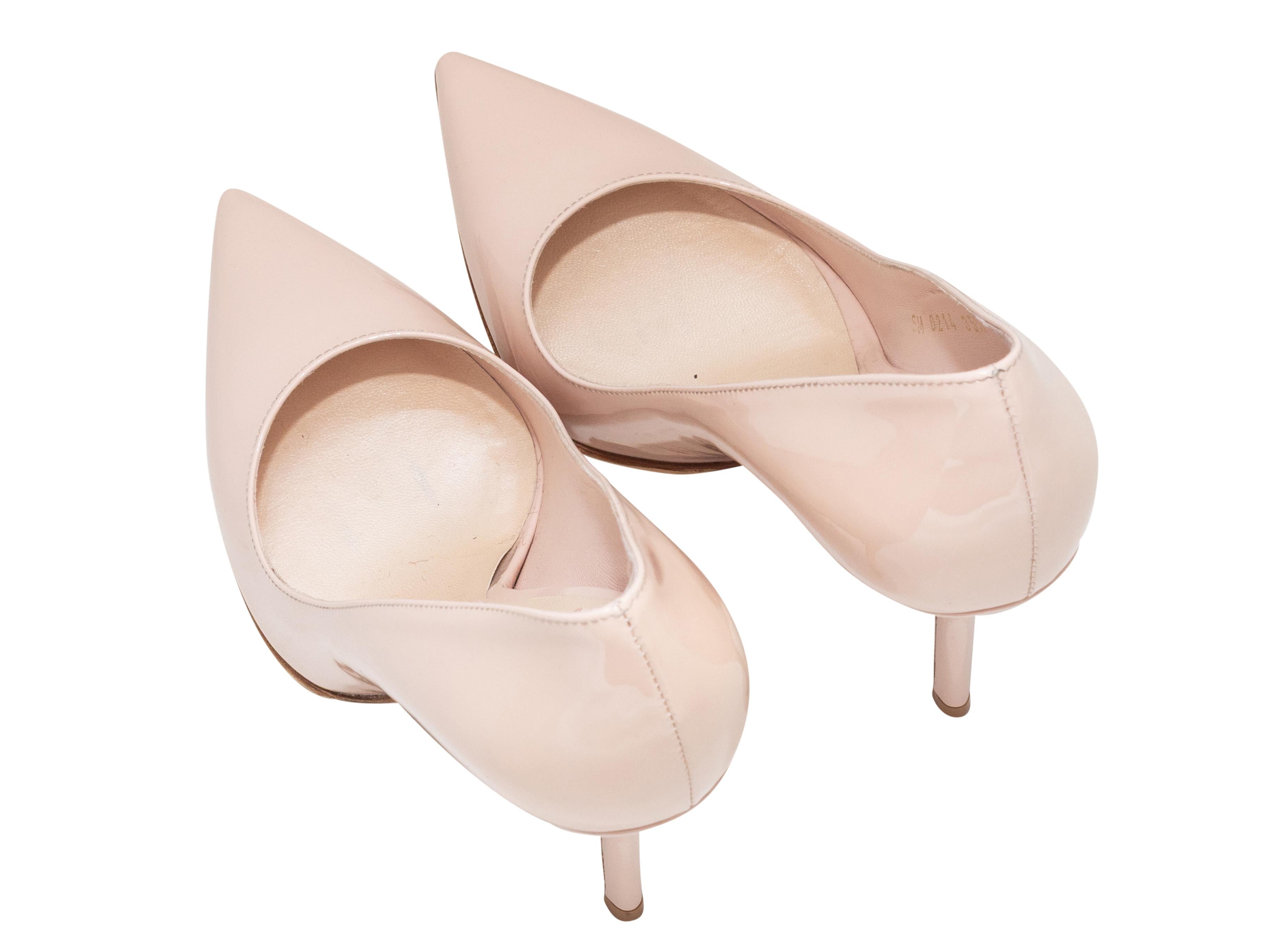 De las mujeres Light Pink Christian Dior Pointed-Toe Pantent Pumps Size 35.5 en venta