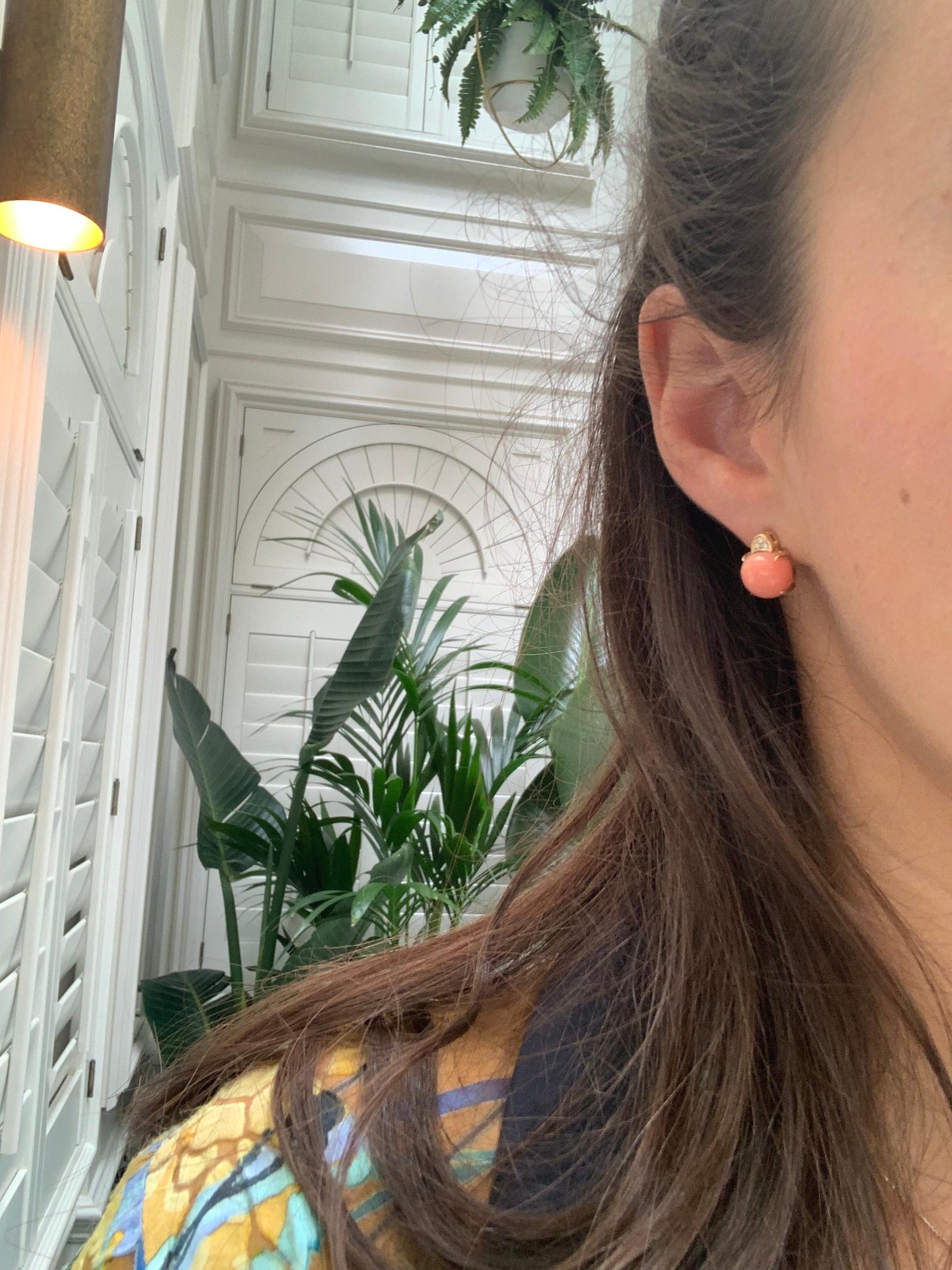 pink coral stud earrings