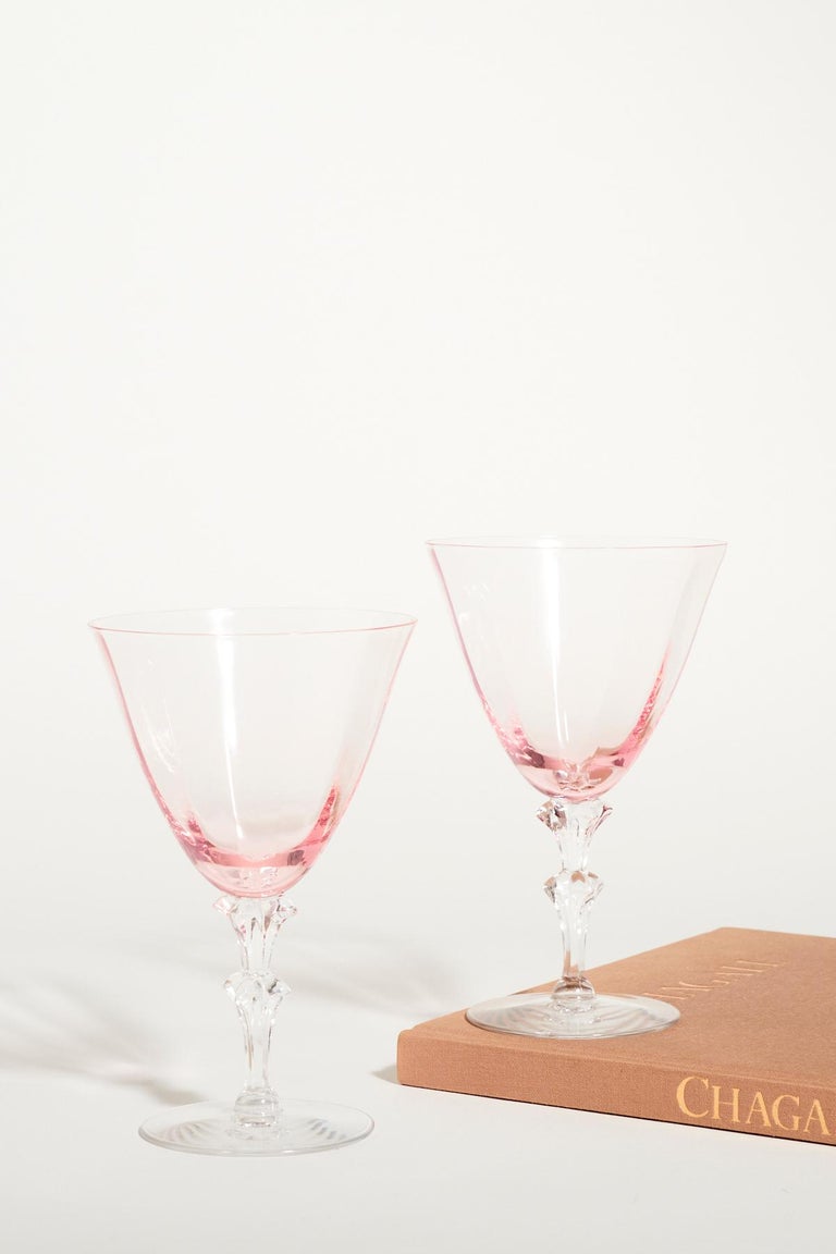 Light Pink Decorative Stem Cocktail Glasses Set of Six at 1stDibs