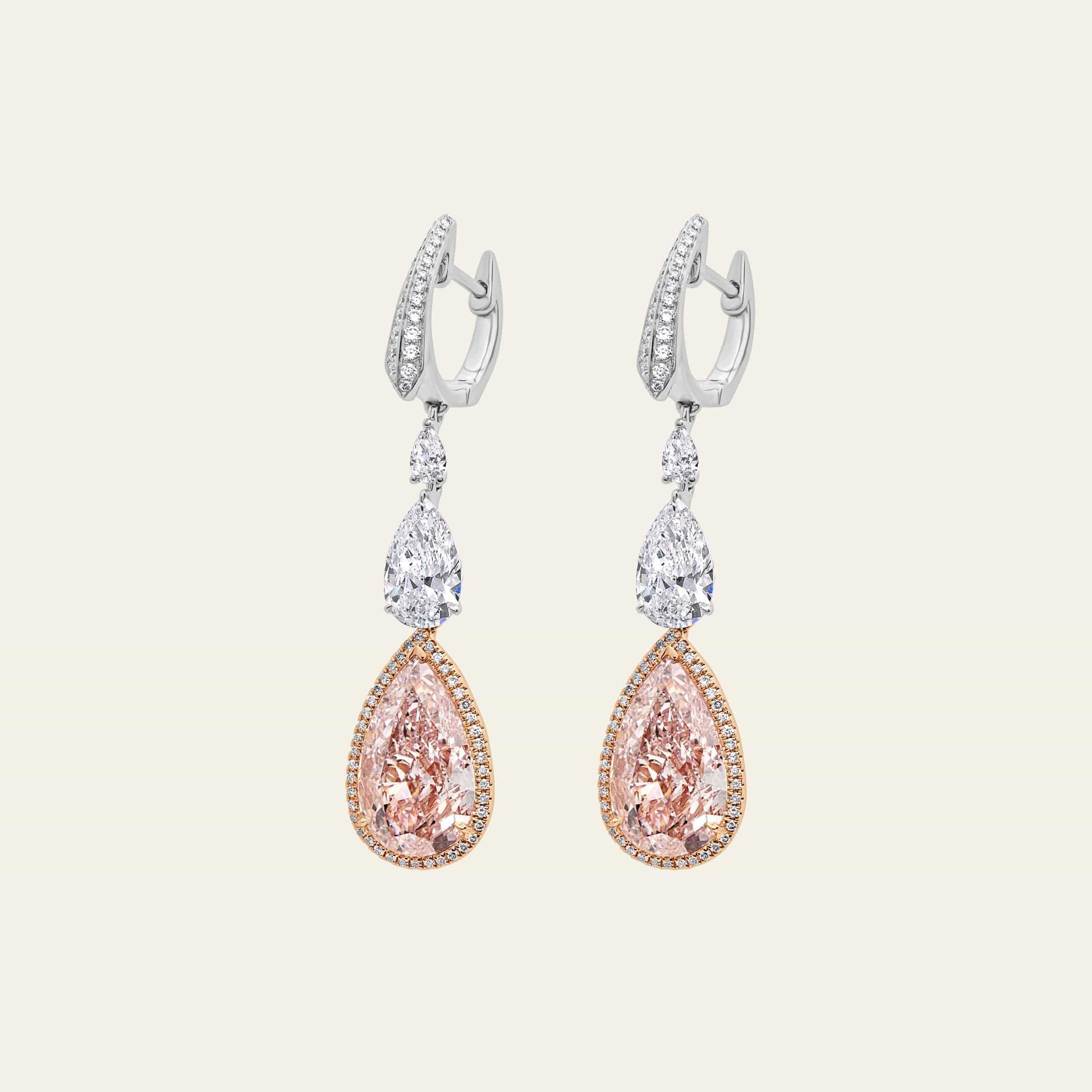 Contemporary Light Pink Diamond Drop Earrings