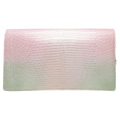 Light Pink & Green Christian Dior 2022 Ombre Lizard Clutch-On-Chain