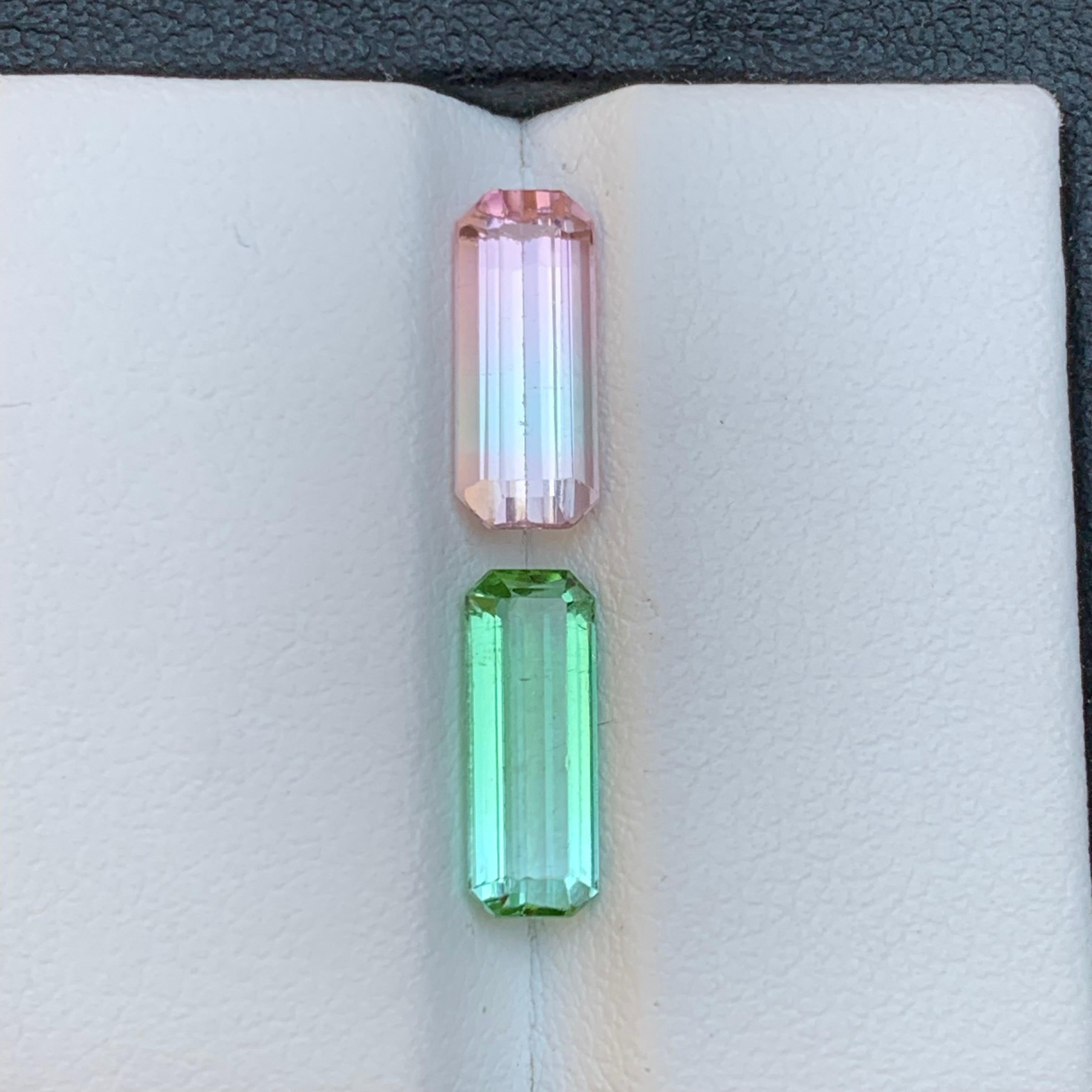 Hellrosa & Grüner natürlicher Turmalin Ring Lose Edelsteine 3,35 Karat Smaragdschliff im Angebot 4