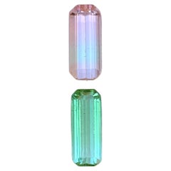 Light Pink & Green Natural Tourmaline Ring Loose Gemstones 3.35 Ct Emerald Cut